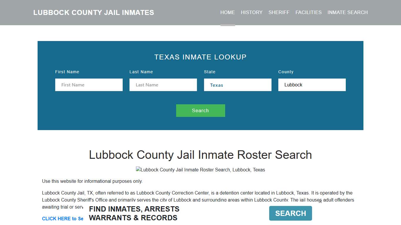 Lubbock County Jail Inmate Roster Lookup, Lubbock, TX